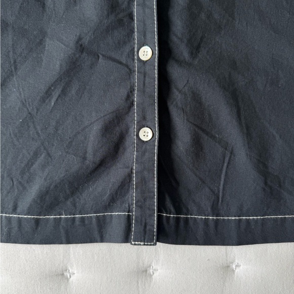 STAUD XS Dill Black Puff Sleeve Button Down Blouse Contrast Stitching - Picture 5 of 8